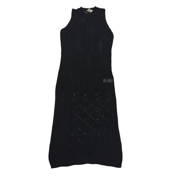 Joie Black Sleeveless Knit Crochet Pattern Midi Dress XS, NWOT. - Picture 1 of 7